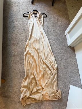 Show Me Your MuMu Champagne Satin Maxi Dress